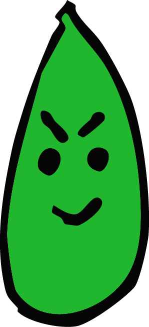 Icône de pépin de pomme vert au visage expressif, élément graphique du logo Blaise & Nico